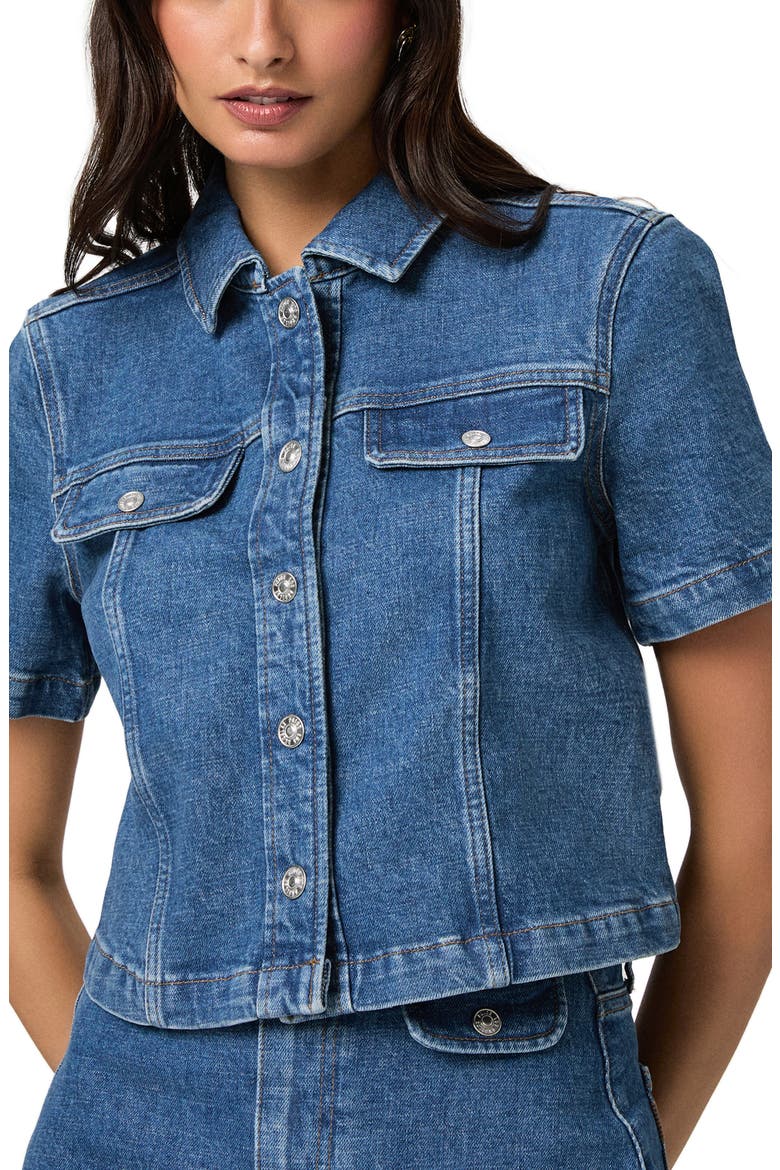 Elly Short Sleeve Denim Jacket, Alternate, color, LAGUNA
