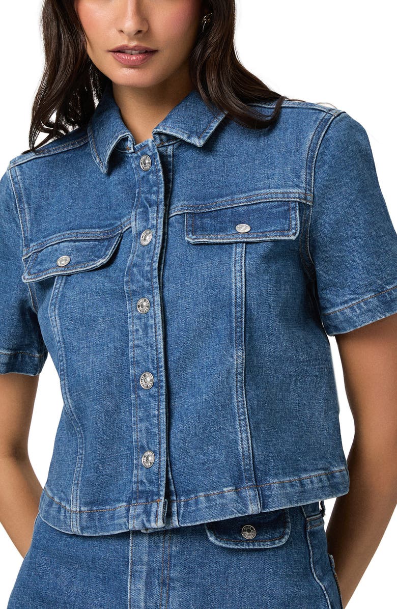 PAIGE Elly Short Sleeve Denim Jacket, Alternate, color, Laguna