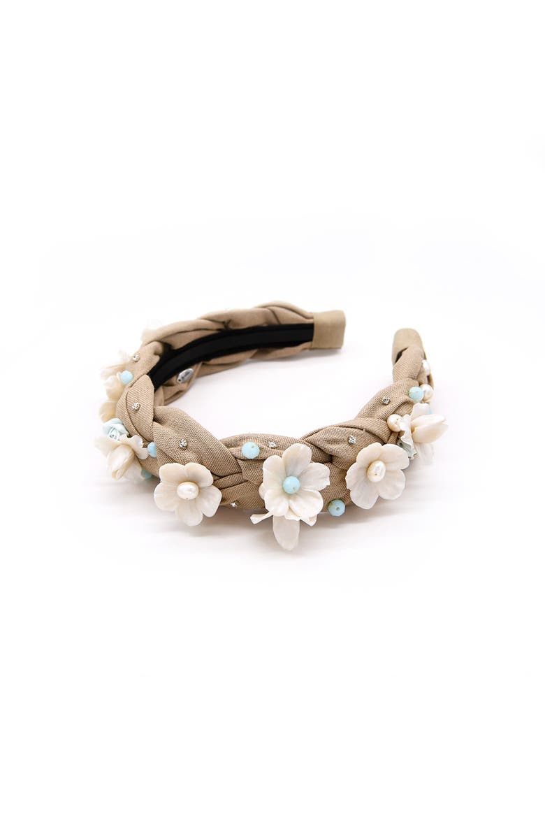 Floral Headband, Alternate, color, Sand
