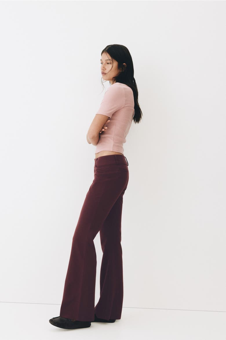 Flared Tailored Trousers, Main, color, Burgundy