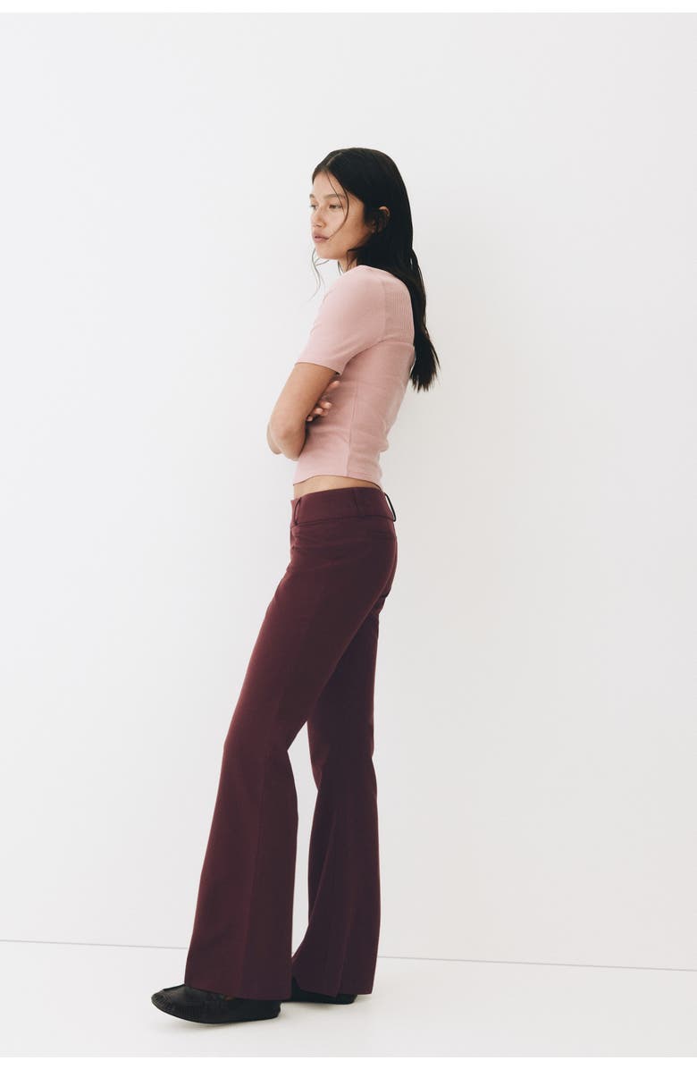 H&M Flared dress pants, Main, color, Burgundy
