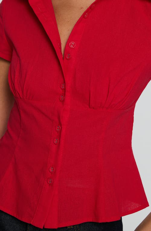 Princess Polly Cottesloe Front Button Shirt In Red