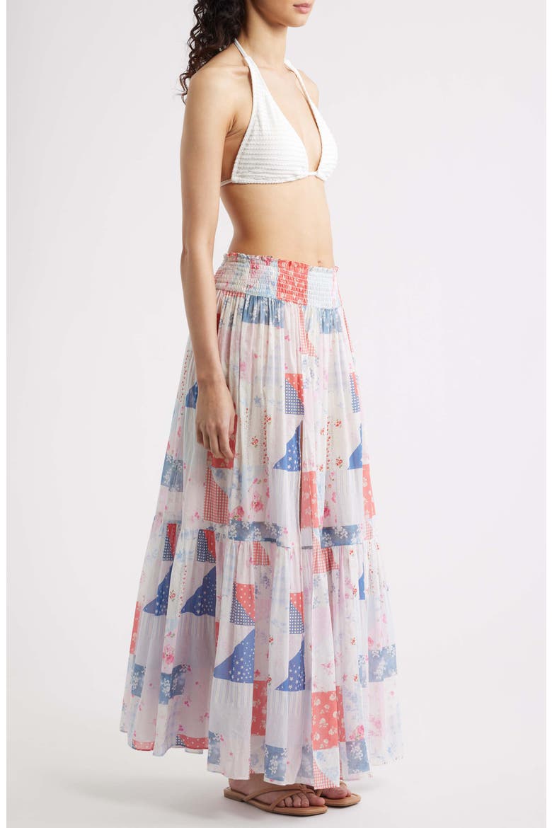 Umber Cotton Maxi Skirt, Alternate, color, BLUEBERRY SUNDAE