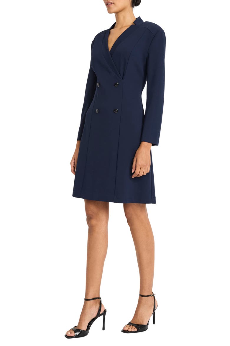 Long Sleeve Tuxedo Dress, Alternate, color, NAVY BLAZER
