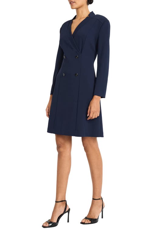 Maggy London Long Sleeve Tuxedo Dress In Blue