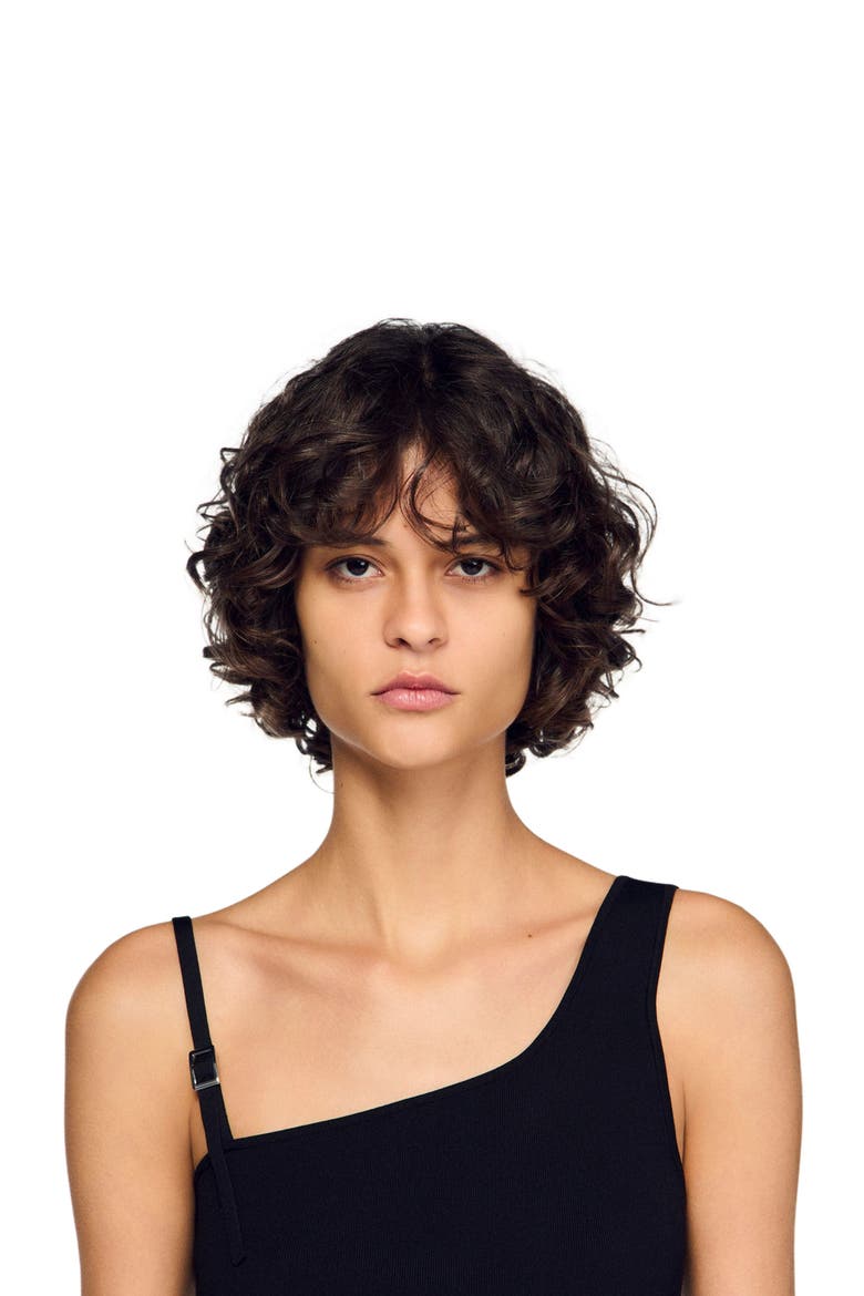 Asymmetric knit sweater, Alternate, color, Black