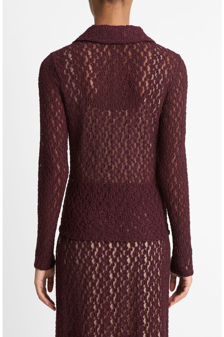 Floral Lace Button-Up Shirt, Alternate, color, CHERRY NIGHT