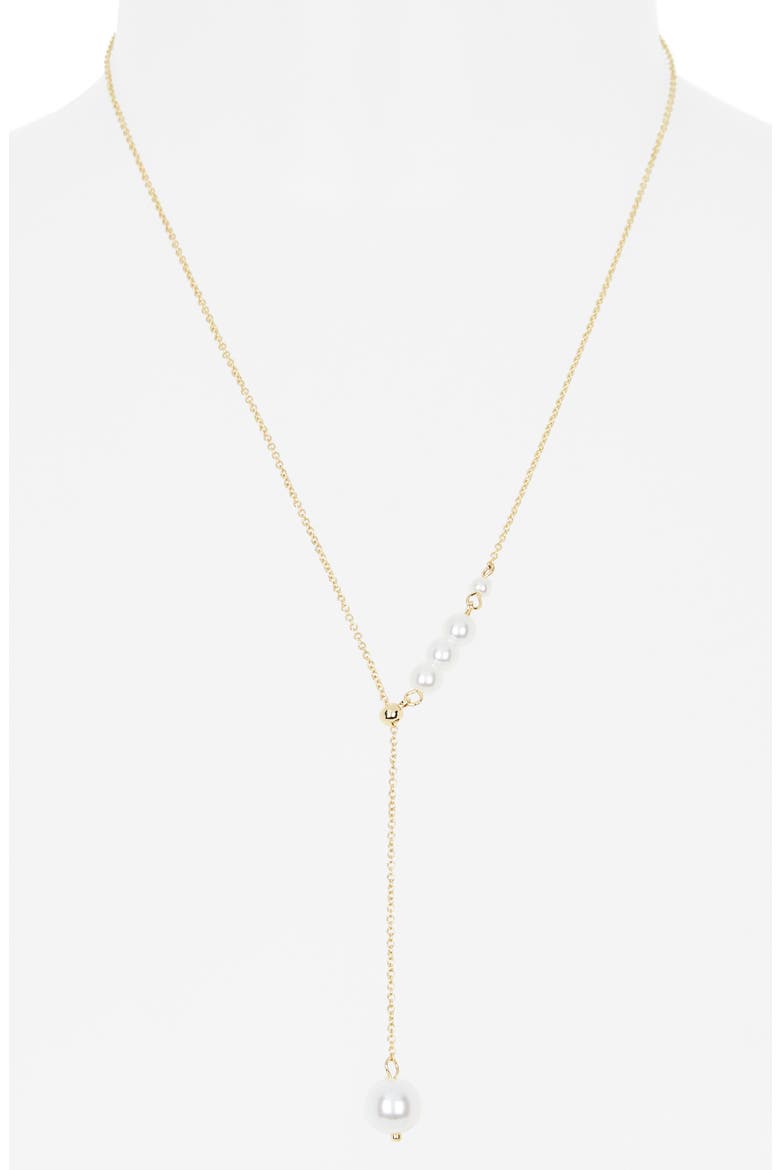 Faux Pearl Y-Necklace, Alternate, color, WHITE- GOLD