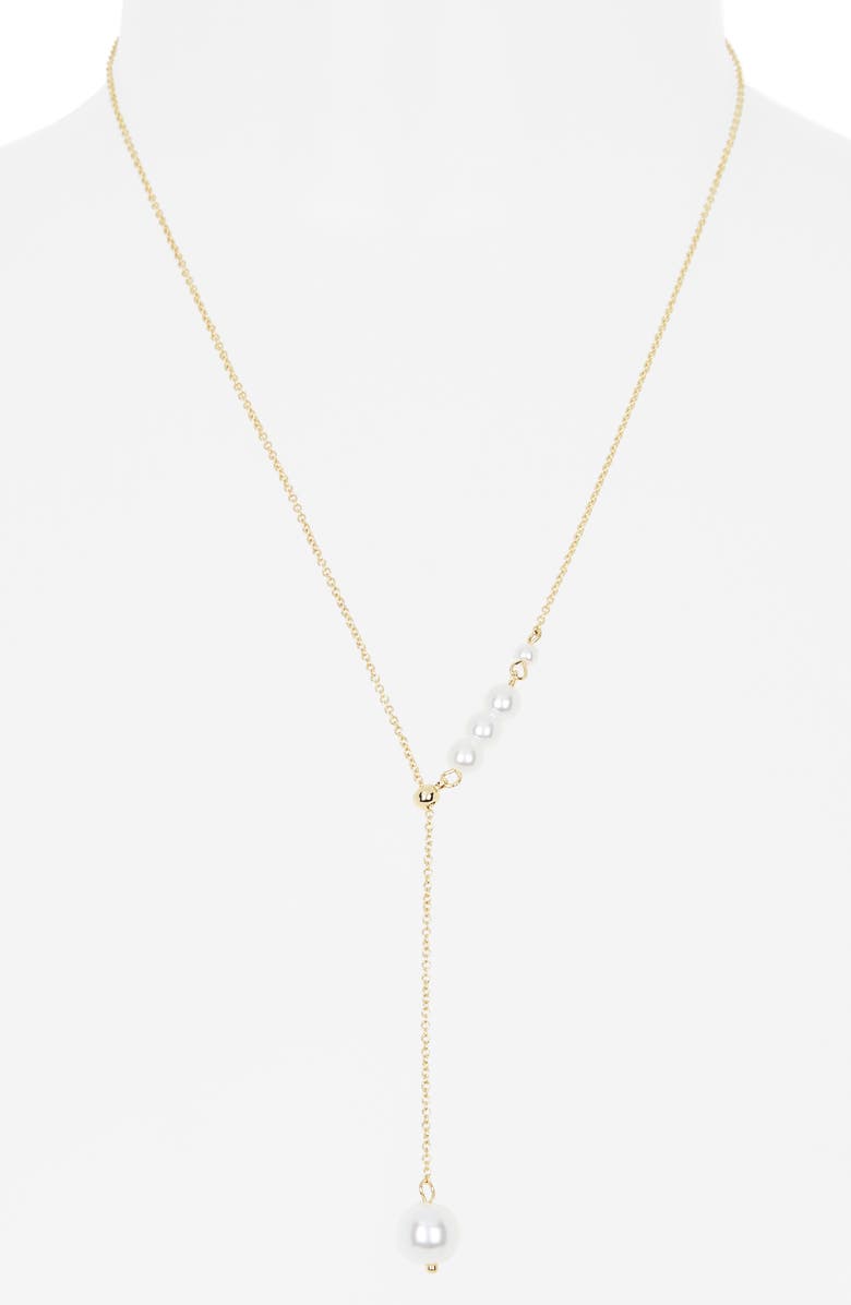NORDSTROM RACK Faux Pearl Y-Necklace, Alternate, color, White- Gold