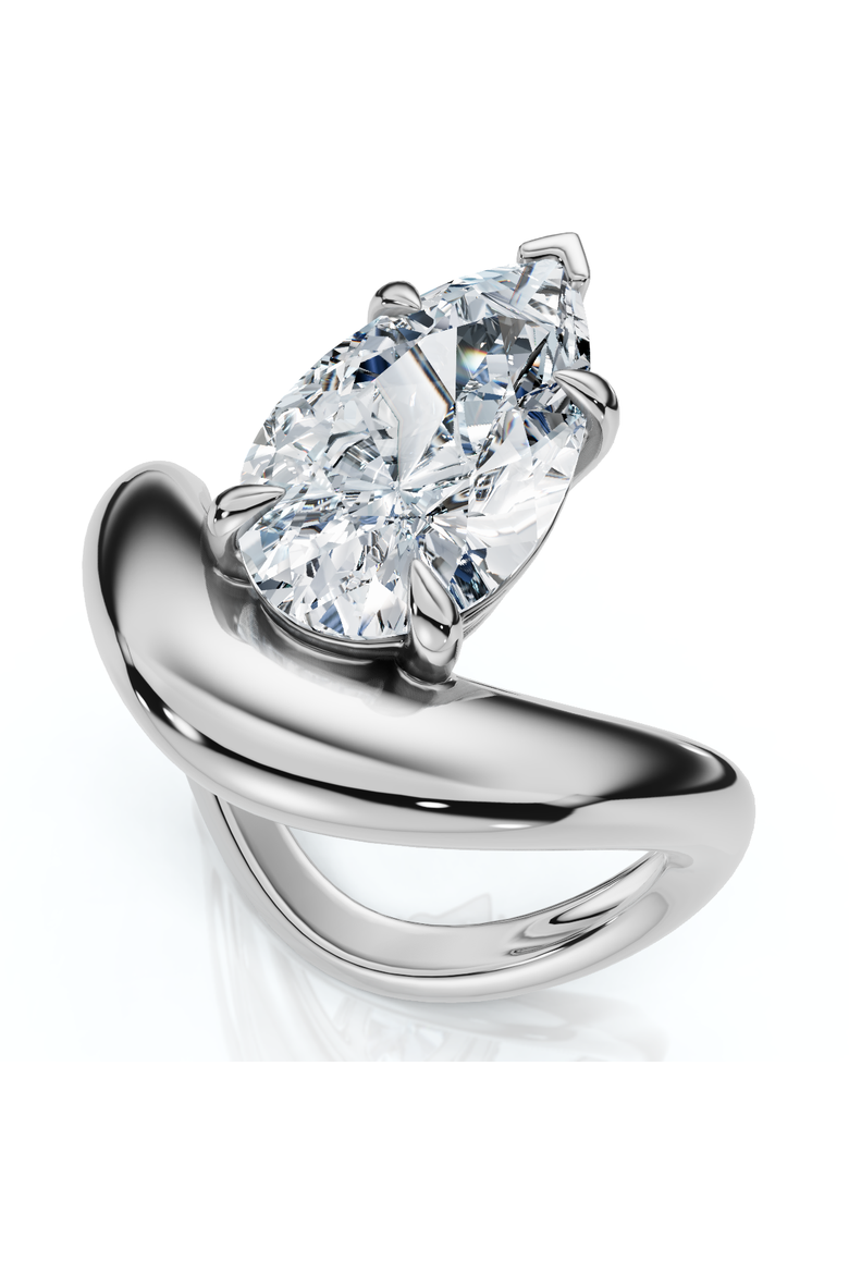 Certified 2Ct Minali Curved Pear Diamond Engagement Ring 14k Gold/Pt Lab Grown, Alternate, color, 14k White Gold