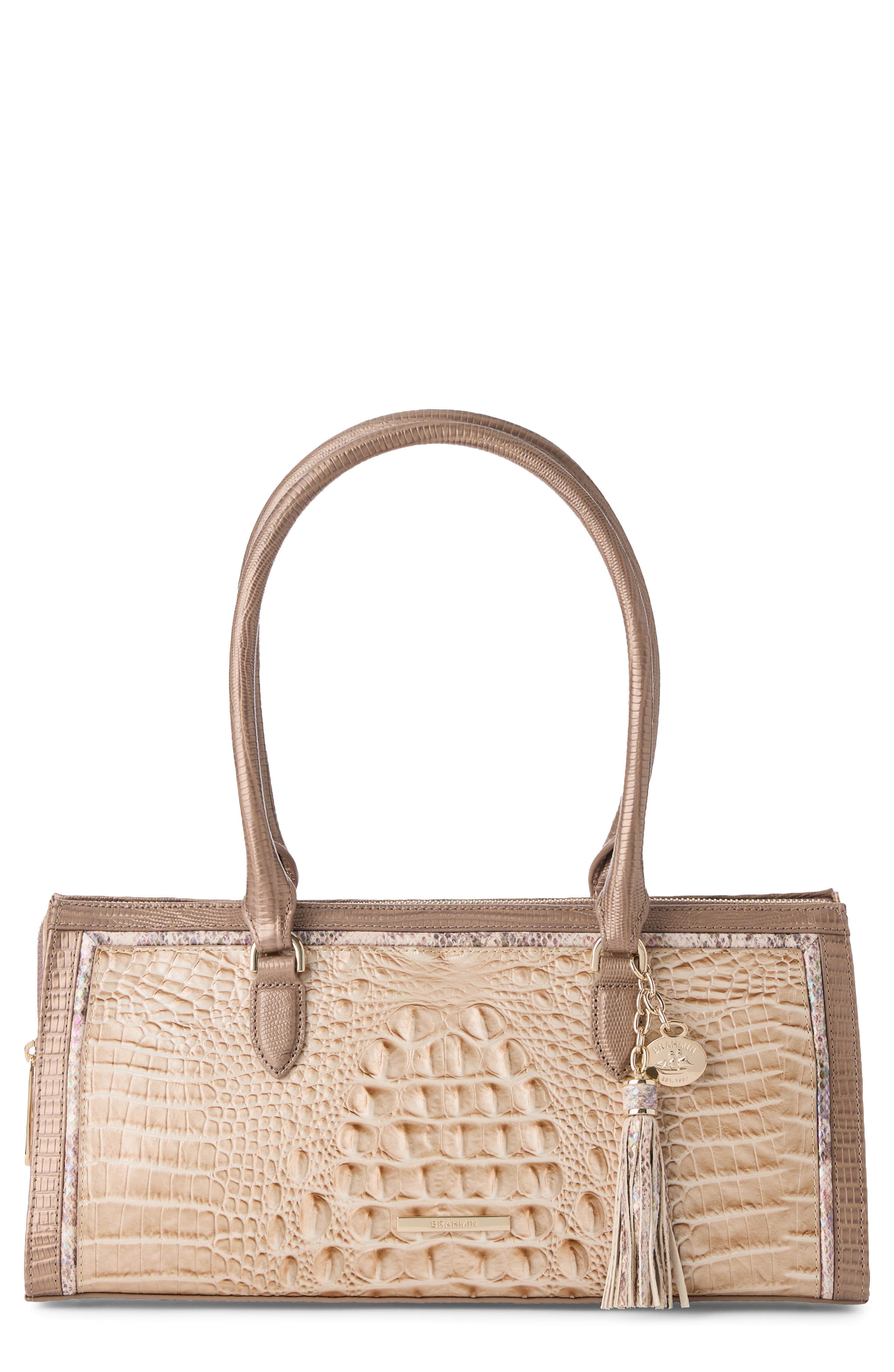 Brahmin Sophia Embossed Leather Satchel, Main, color, Multi