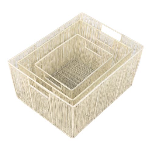 Happimess Sutton Modern Glam Handmade Wire Metal Nesting Storage Baskets In Neutral
