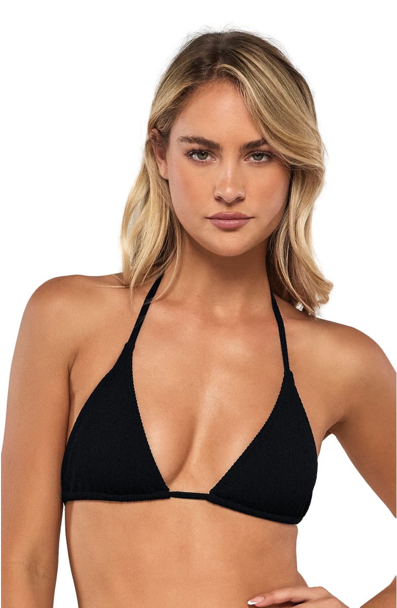 Pacifica by Sunsets Tiana Triangle Bikini Swimsuit Top, Alternate, color, Black Pacifica