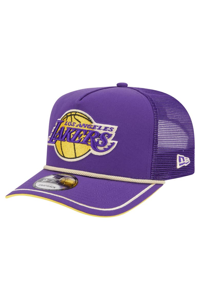 Men's New Era Purple Los Angeles Lakers Vintage Team Rope A-Frame 9FIFTY Snapback Hat, Main, color, Purple