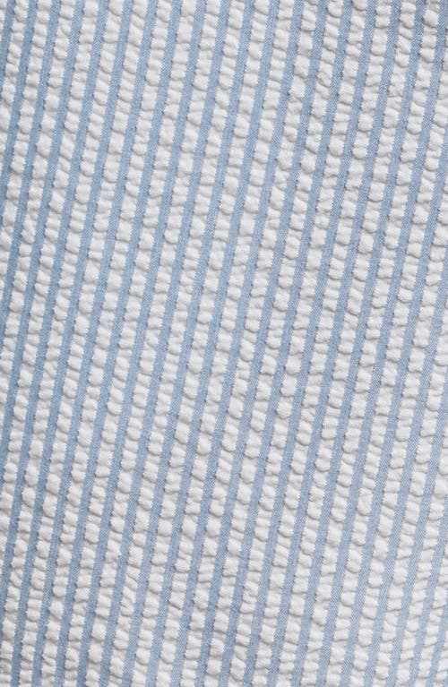 Rails La Brea Iridescent Swim Trunks In Blue White Seersucker