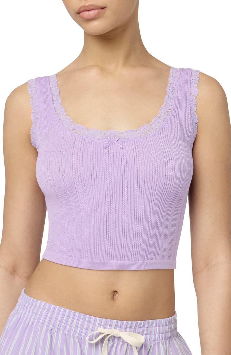 Florence by Mills Lace Trim Crop Tank, Main, color, Millie Lavender