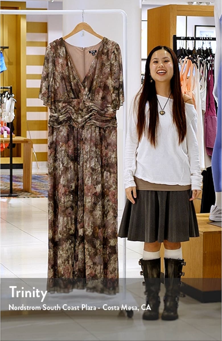 Floral Metallic Faux Wrap Maxi Dress, sales video thumbnail