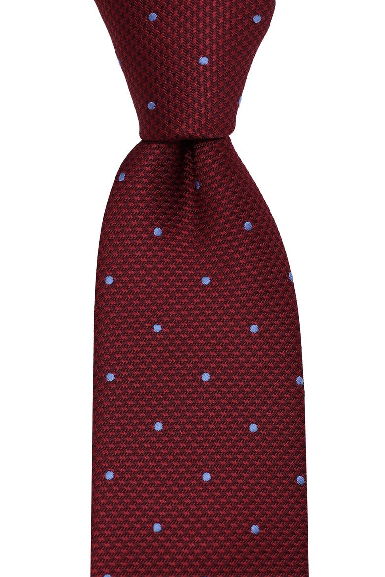 Dot Tie, Alternate, color, BURGUNDY/ LT BLUE
