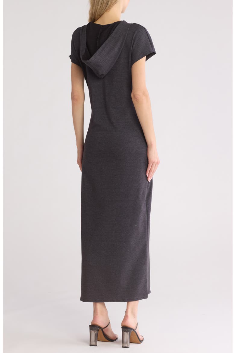 Short Sleeve Hoodie Dress, Alternate, color, CHARCOAL FRENCH TERRY