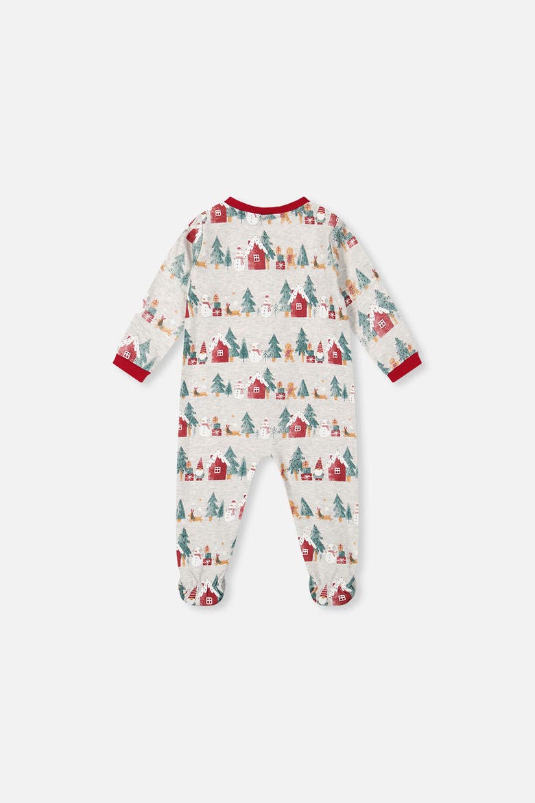 Organic Cotton Front Zipper Footed One Piece Pajama, Alternate, color, Beige Christmas Print