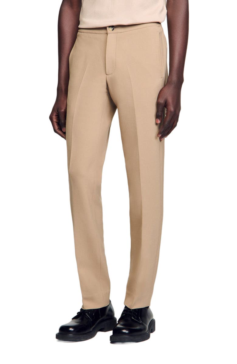 SANDRO Jersey trousers, Main, color, Beige