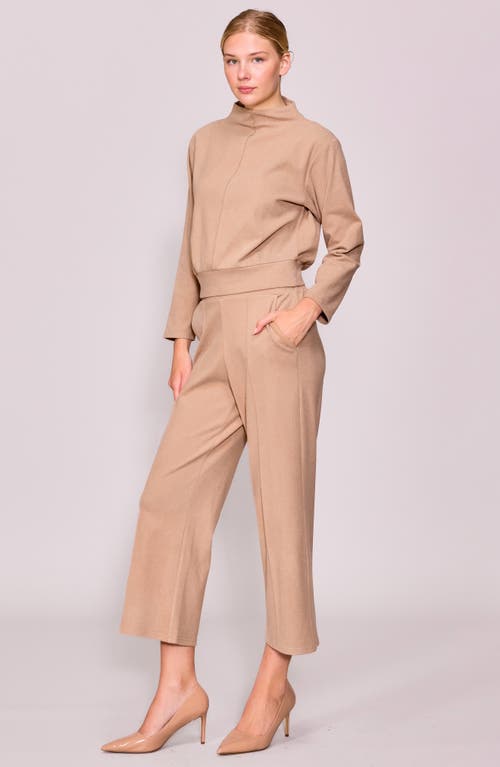 Melloday Knit Pintuck Ankle Pants In Pink