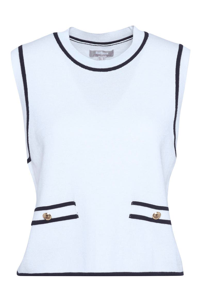 Amy Contrast Detail Sleeveless Cotton Sweater, Alternate, color, CLOUD
