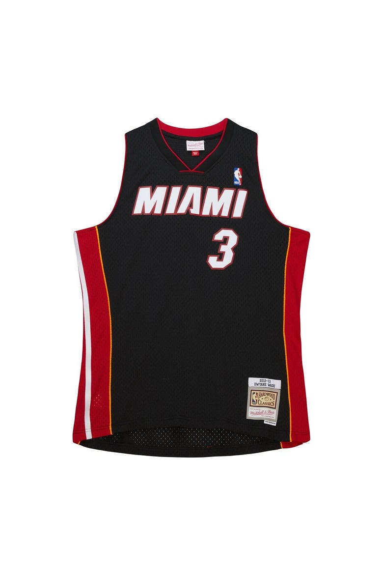 Men's Mitchell & Ness Dwyane Wade Black Miami Heat Hardwood Classics Swingman Jersey, Alternate, color, Black