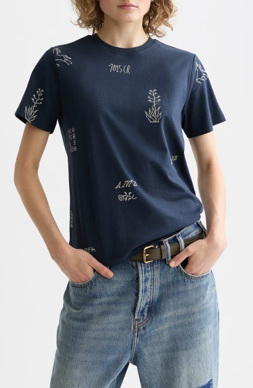 Scotch & Soda Cross Stitch Print T-shirt In Blue