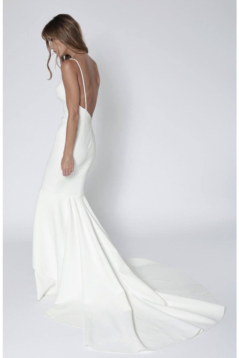 Kingston Mermaid Wedding Dress, Alternate, color, NATURAL