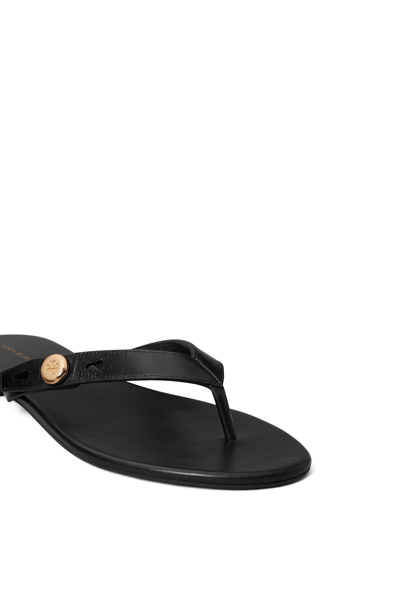 Tory Burch Romy Leather Thong Sandal, Alternate, color, Perfect Black