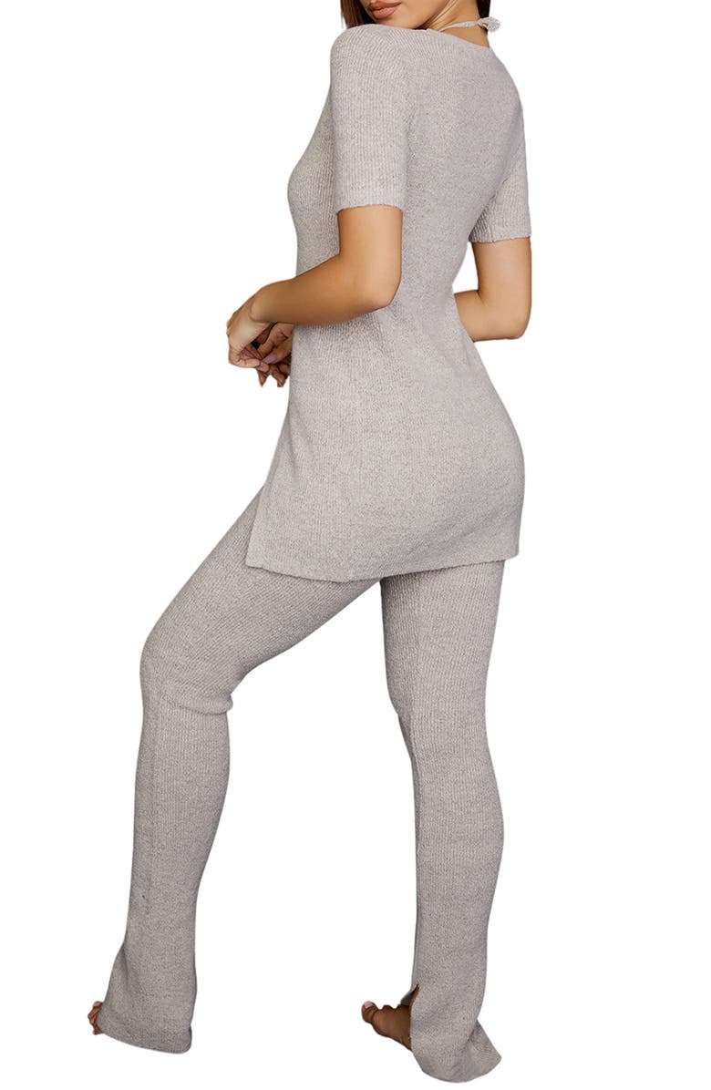 HOUSE OF CB Raven Rib Flare Leg Lounge Pants, Alternate, color, 