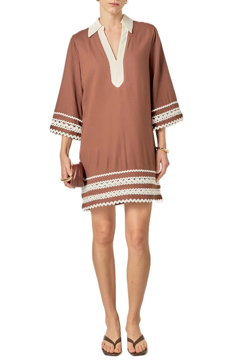 English Factory Colorblock Minidress, Main, color, Brown