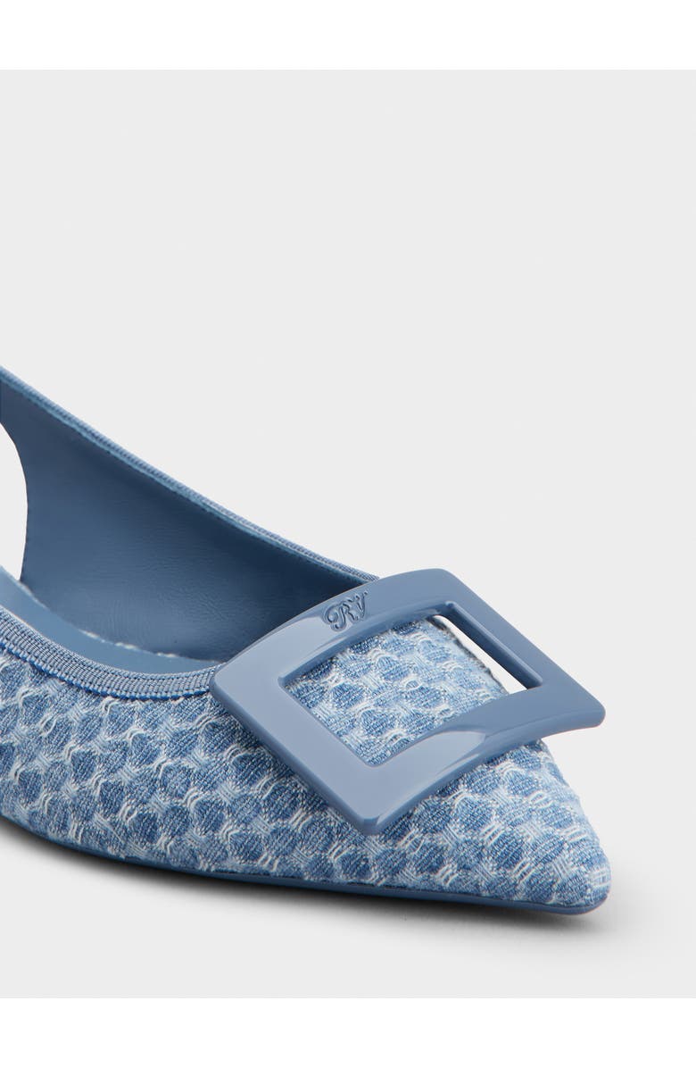 Roger Vivier Gommettine Bordo Jacquard Slingback Flat, Alternate, color, Cielo Scuro