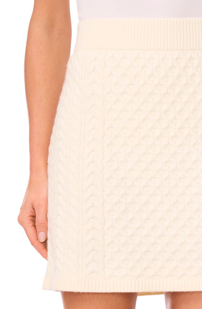 CeCe Cable Stitch Sweater Miniskirt, Alternate, color, Vanilla