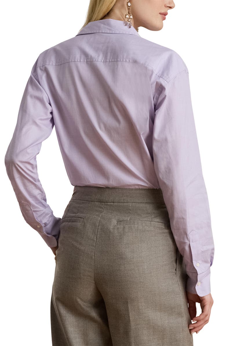 Lauren Ralph Lauren Relaxed Fit Cotton Button-Up Shirt, Alternate, color, Lavender