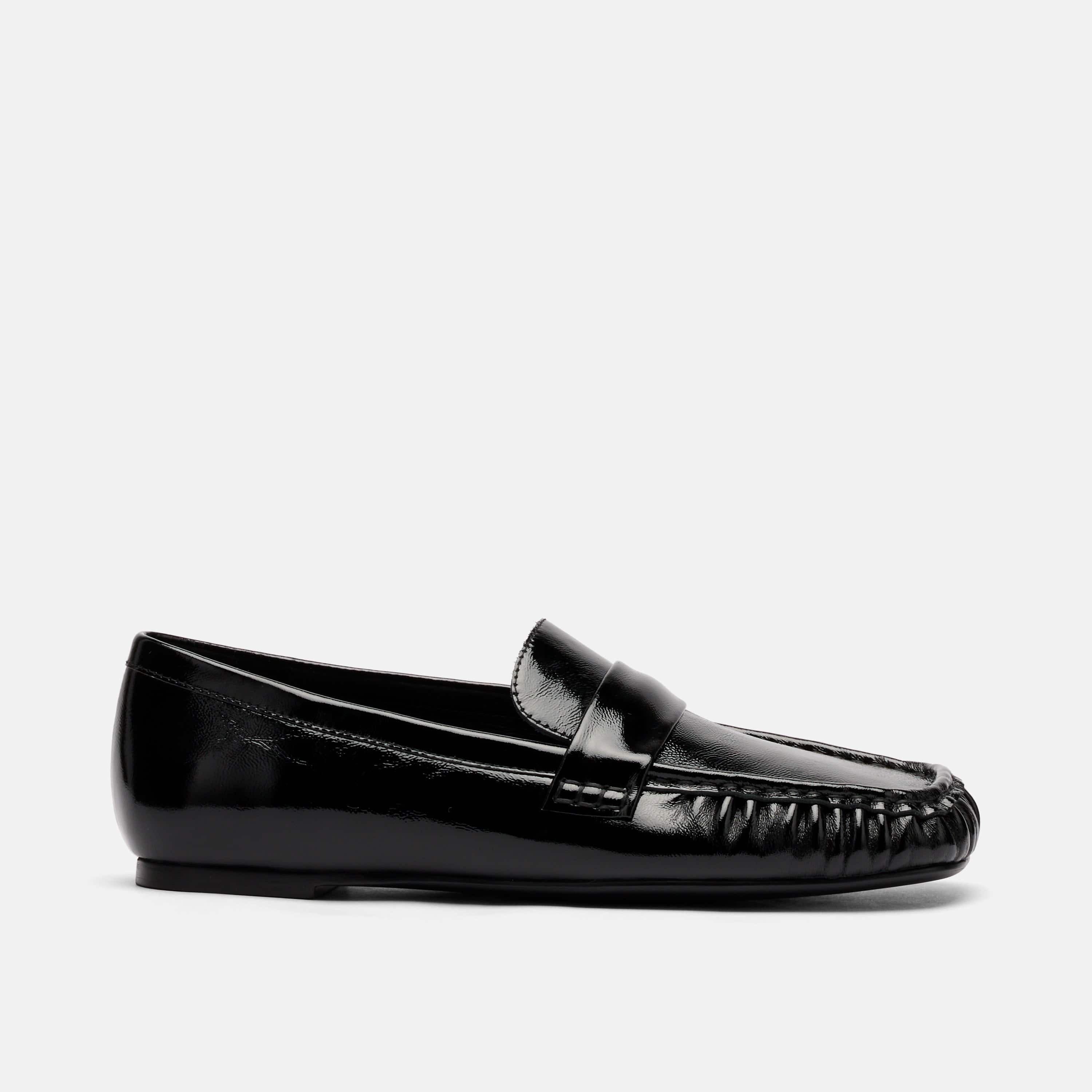 MARC NOLAN Jane Leather Square-Toe Slip-On Loafers, Main, color, Black Patent