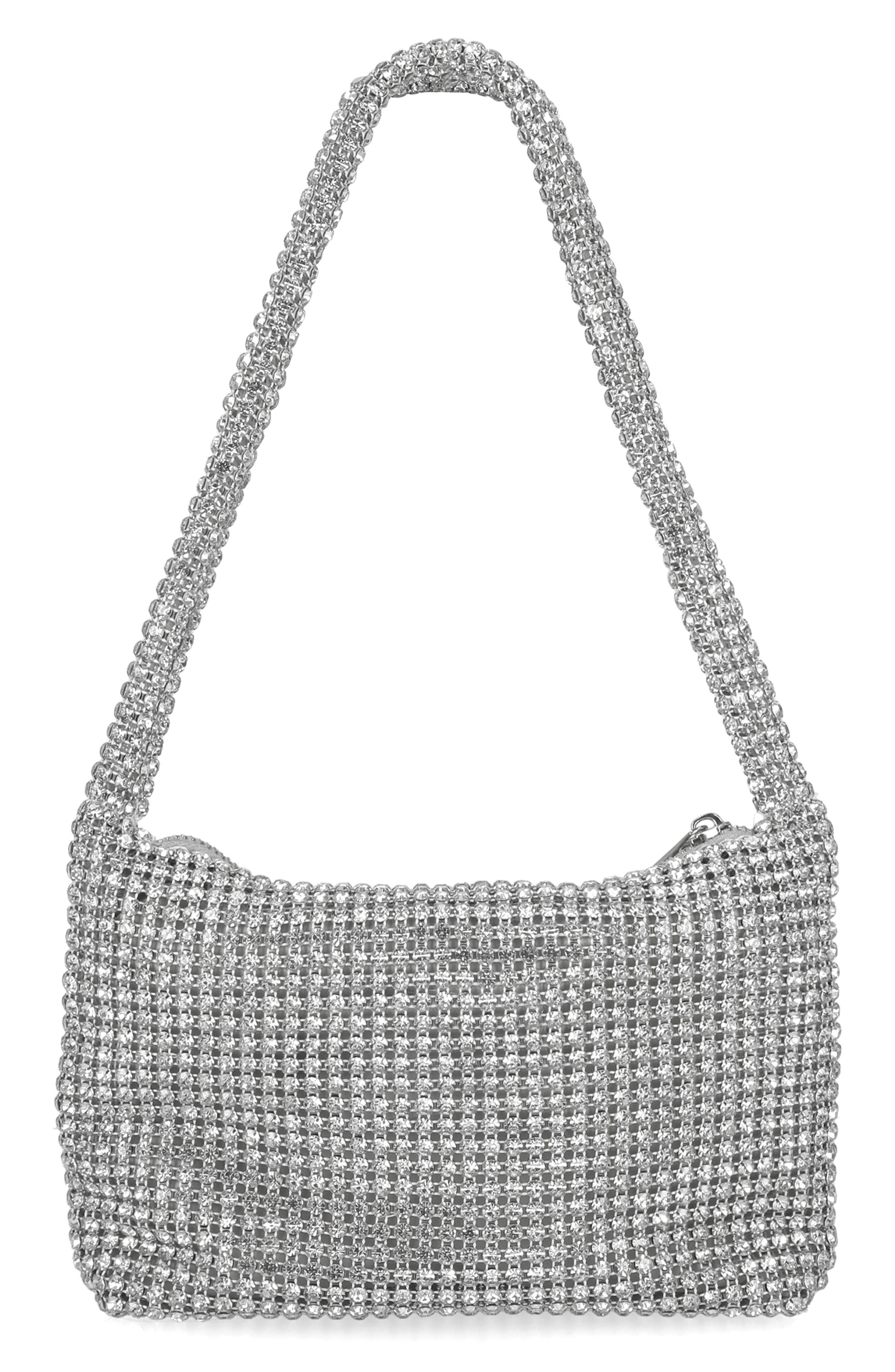 Jessica McClintock Fiona Rhinestone Embellished Shoulder Bag, Alternate, color, Silver