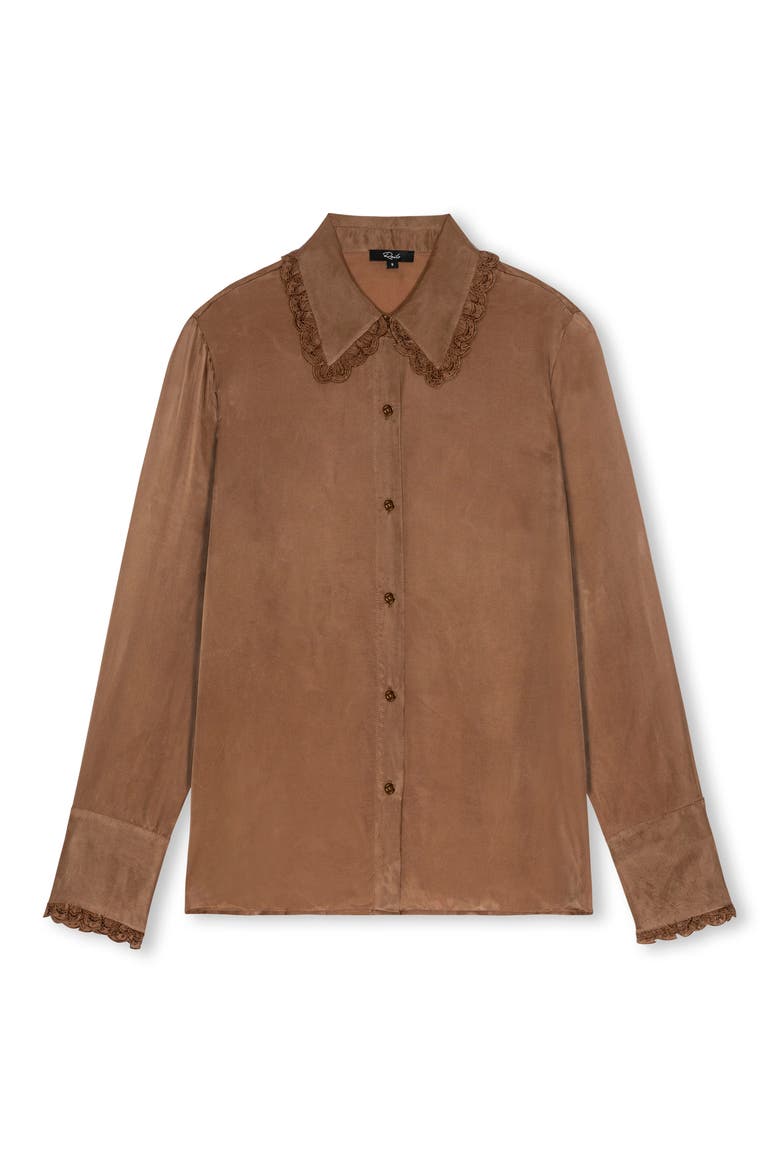 Beatrix Lace Trim Long Sleeve Shirt, Alternate, color, CINNAMON