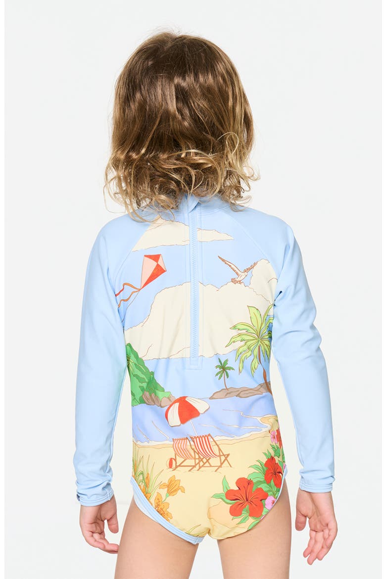 Kids' Road Trip Long Sleeve One-Piece Rashguard Swimsuit, Alternate, color, SKY BLUE