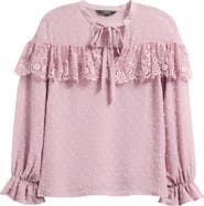 Lipsy Lace Frill Clip Dot Top