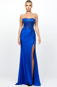 Bariano Madeleine Strapless High Split Gown