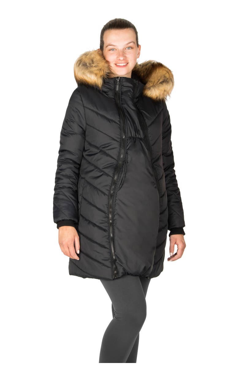 Modern Eternity Maternity Lexi - 3in1 Maternity Coat With Removable Hood, Main, color, Black