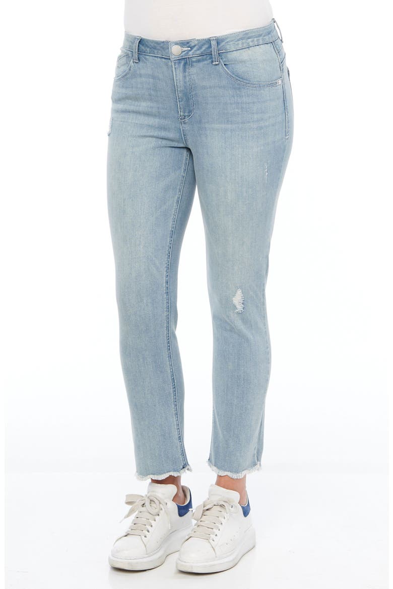 Ab-Solution Distressed High Waist Ankle Straight Leg Jeans (Nordstrom Exclusive), Main, color, LIGHT BLUE