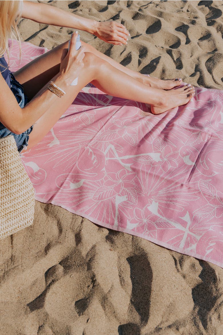 Tropical Flamingo Organic Turkish Towel, Alternate, color, Pink