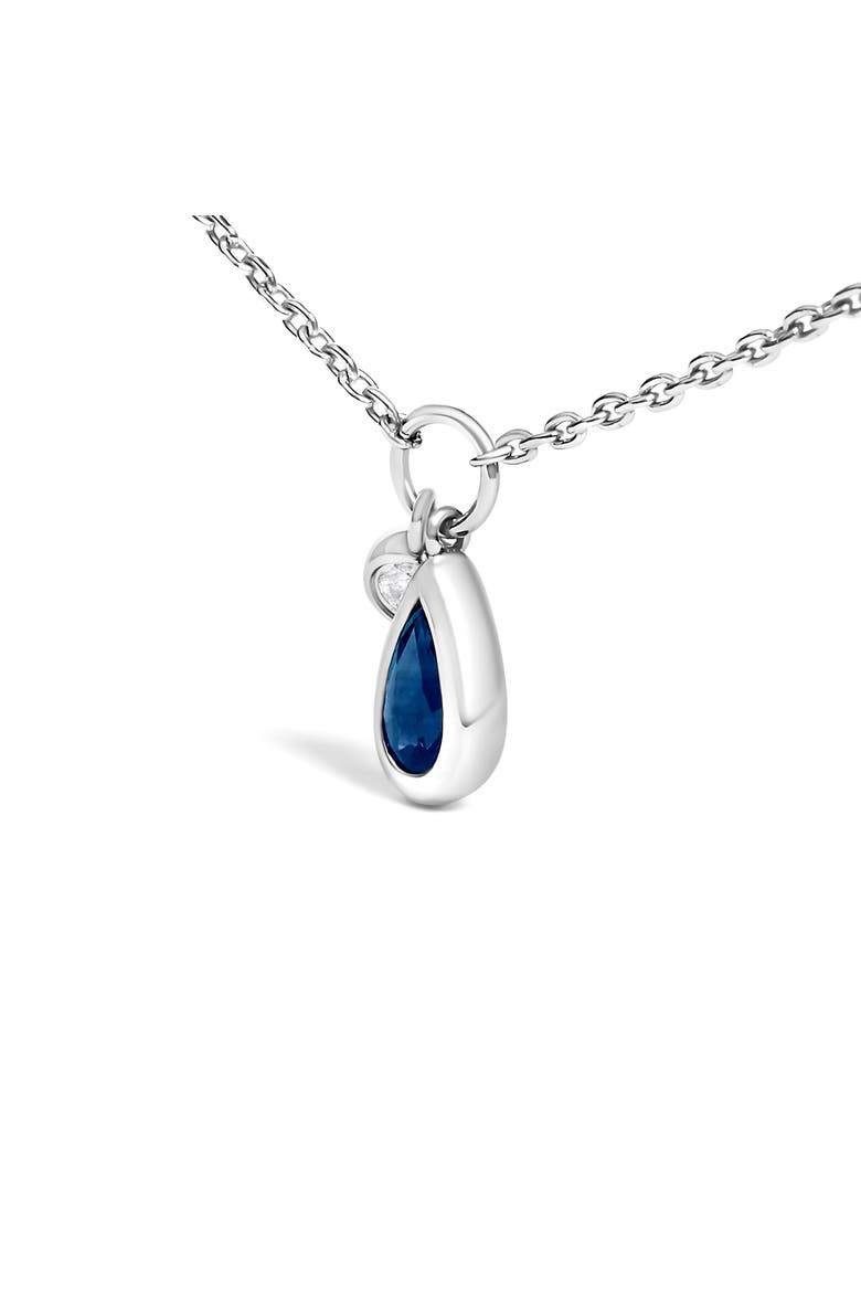 10K White Gold Pear Blue Sapphire and Diamond Charm Pendant Necklace, Alternate, color, White
