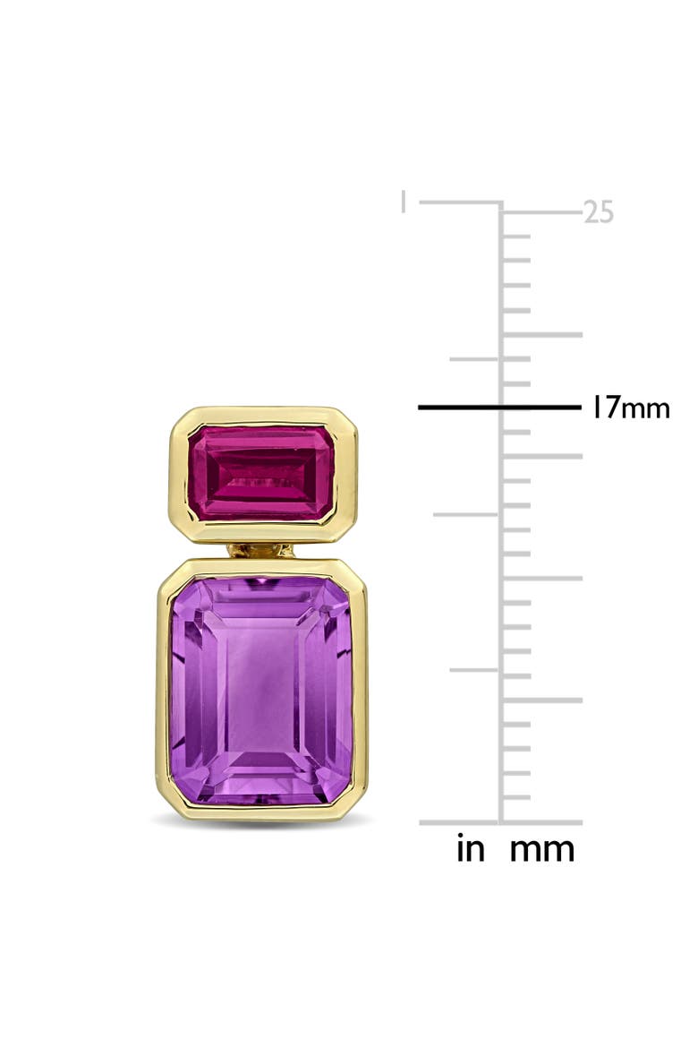 Gemstone Two-Stone Drop Earrings 10K, Alternate, color, Amethyst/Rhodolite