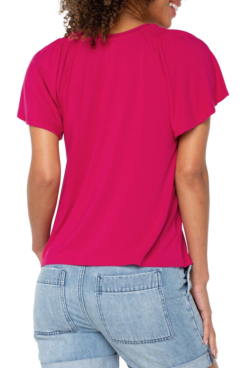V-Neck Flutter Sleeve Jersey Top, Alternate, color, CERISE