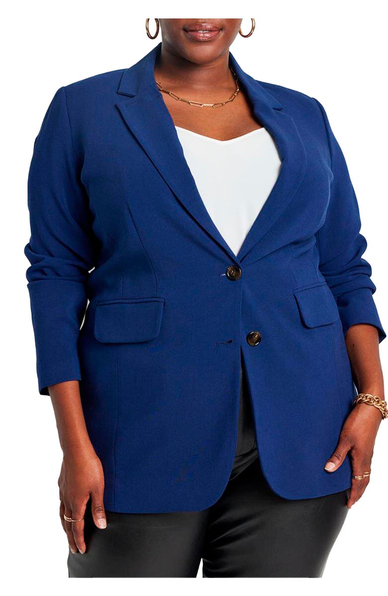 ELOQUII The 365 Semi Stretch Two Button Blazer, Main, color, Ocean Cavern