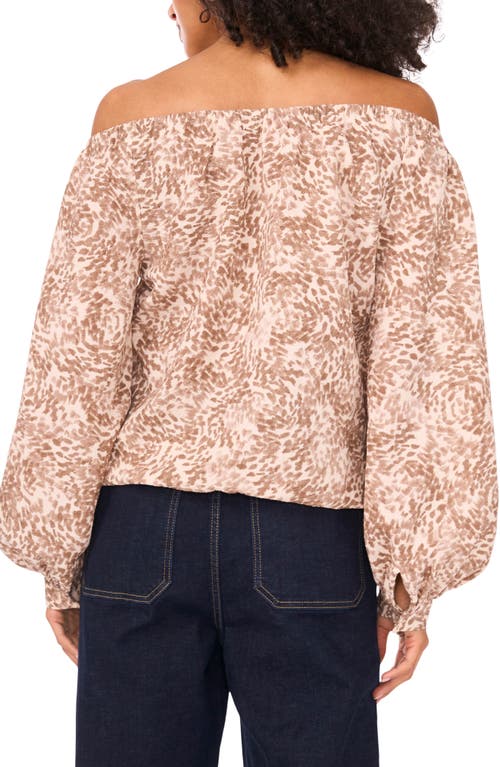 Vince Camuto Abstract Print Off The Shoulder Top In Neutral
